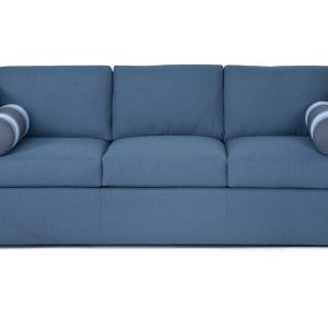 The Bond/Sophia features sleek track arms, flat seams, upholstered base or waterfall valance and bolster cushions create a clean, crisp sophisticated look.