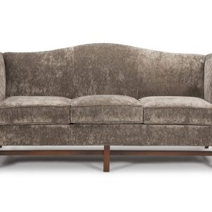 The Chippendale Sofa features true Marlborough legs, tight camel back is high and graceful, rolled arms and welted seat cushions plus two toss cushions.