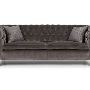 Inspired by the classic Chesterfield, the Barrymore Dakota tufted Sofa features deep hand-tufting, pleated rolled arms, Eton legs and gracious length.