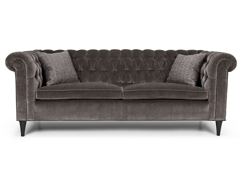 Inspired by the classic Chesterfield, the Barrymore Dakota tufted Sofa features deep hand-tufting, pleated rolled arms, Eton legs and gracious length.