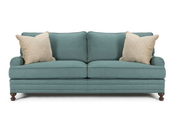 The Kentucky Sofa features beautifully detailed William Birch arms, double-banded front edge, turned Barwick legs and deep luxurious seating.
