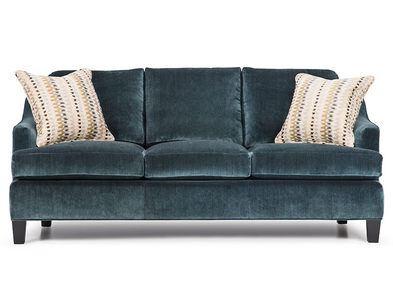 The Prescott Collection Sofa features clean lines, gently curving arms plus flat seams, contemporary box back cushions and taper legs.