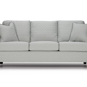 The Preston Sofa features clean lines, gently curving arms to the front, flat seams and taper legs, and comfortable depth and contemporary styling.