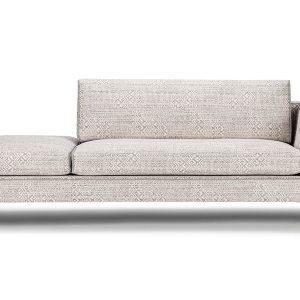 The Tate Sofa Lounger features wide track arms that slant inward & wrap around the back, defined by contrast piping & presenting a low, sleek profile.