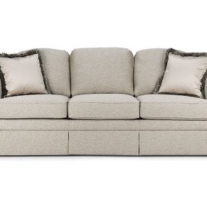 The Turner/Telford Sofa features a gently sloping back with ample fan-pleated arms and a high valance, and T-cushion seating.